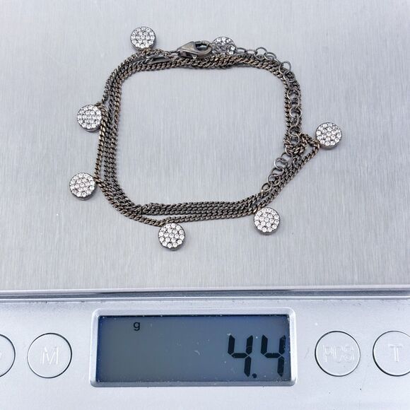 Vintage Sterling Silver 925 Adjustable Cubic Zirconia Charm Necklace 15"-17" - Picture 4 of 4